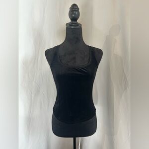 Black Velour Velvet Corset Top Cropped Intimate Lace Trim medium ARIANNE